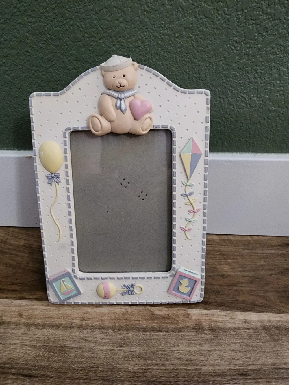 Vintage Teddy Bear Nursery Photo Frame Pastel Baby Decor 4x6 Sailor Bear